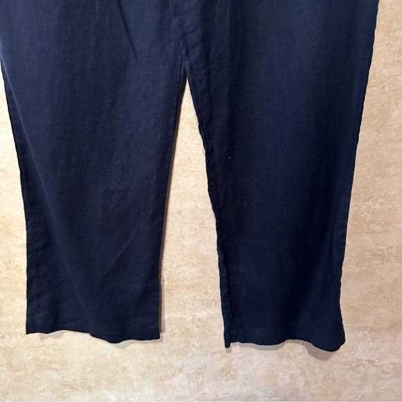 Ellen Tracy Company 100% Linen Navy Blue Pull-On Pants sz Medium - Picture 3 of 6